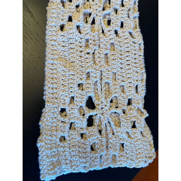 Hand-Crocheted Beige Floral Openwork Long Sleeve Crop Top Medium - Picture 4 of 4